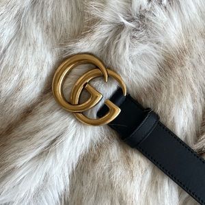 Gucci leather belt with double G buckle size 70-28